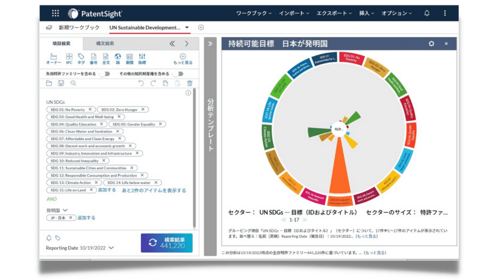 PatentSight JP UI SDG Feature