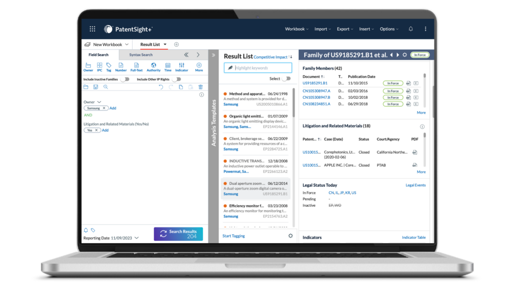 patentsight+ US litigation